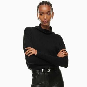 Wilfred Cyprie Black 100% Merino Mock Neck Sweater Size M